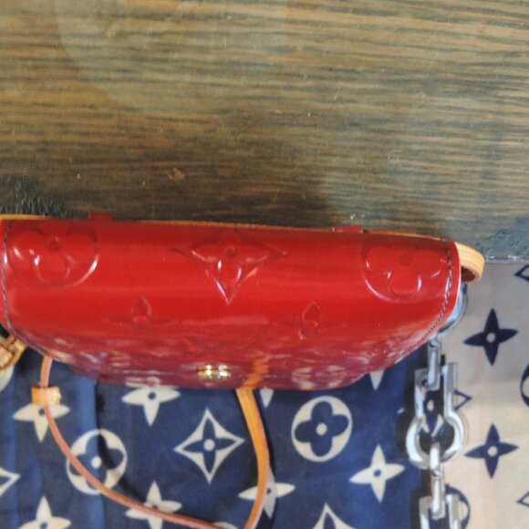 LOUIS VUITTON Walker Shoulder Bag Tri Fold Wallet Red Redyed Vernis - Picture 16 of 16